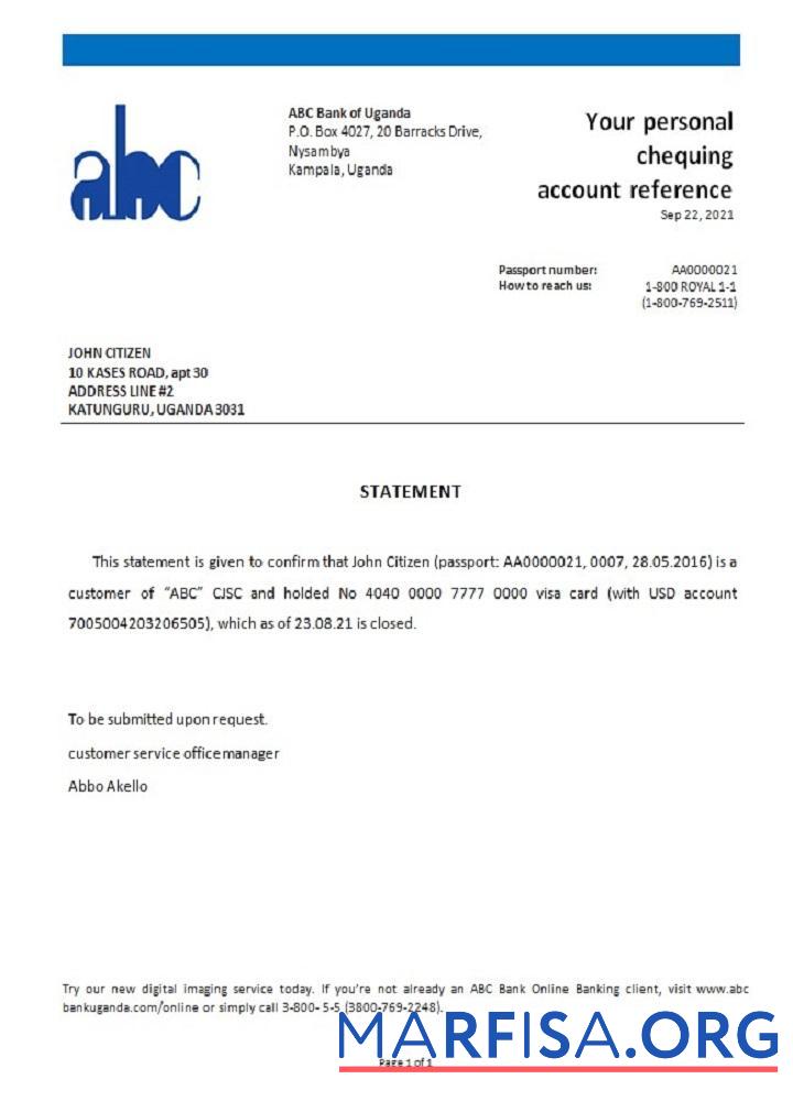 Blank Uganda ABC closure reference example